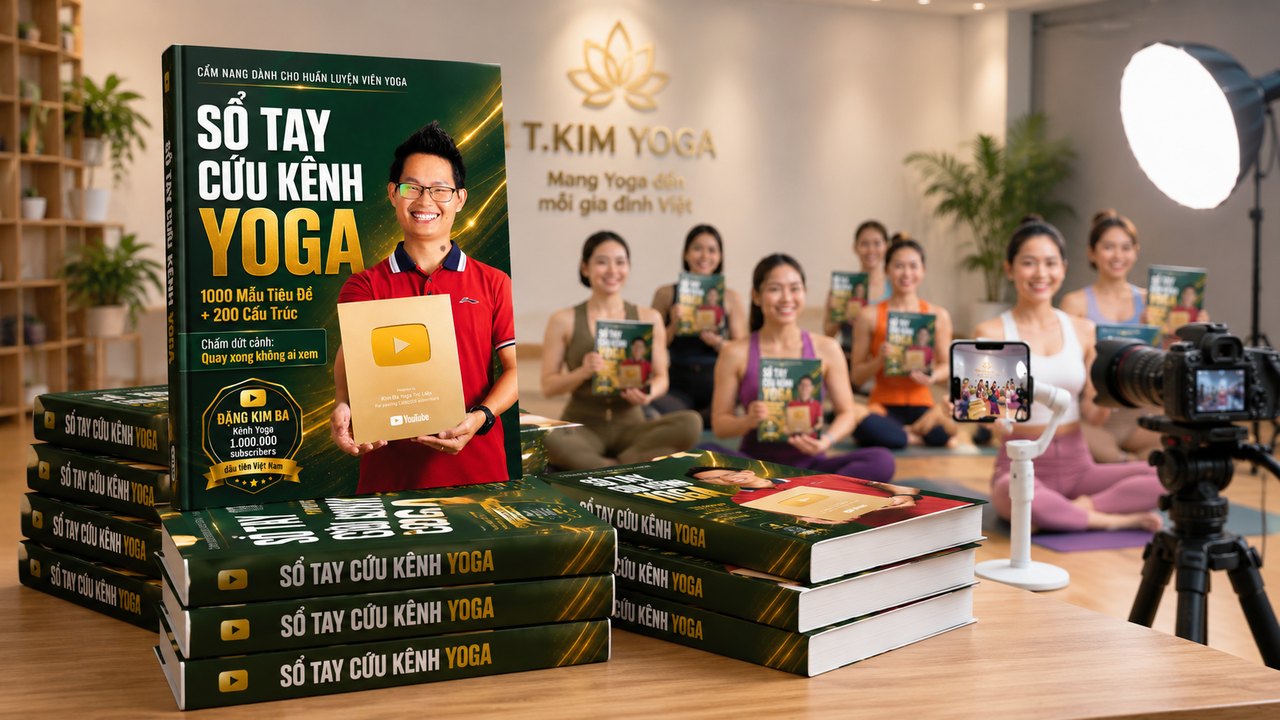 Bìa Sổ Tay Cứu Kênh Yoga - kho 1000 tiêu đề video Yoga chuẩn SEO