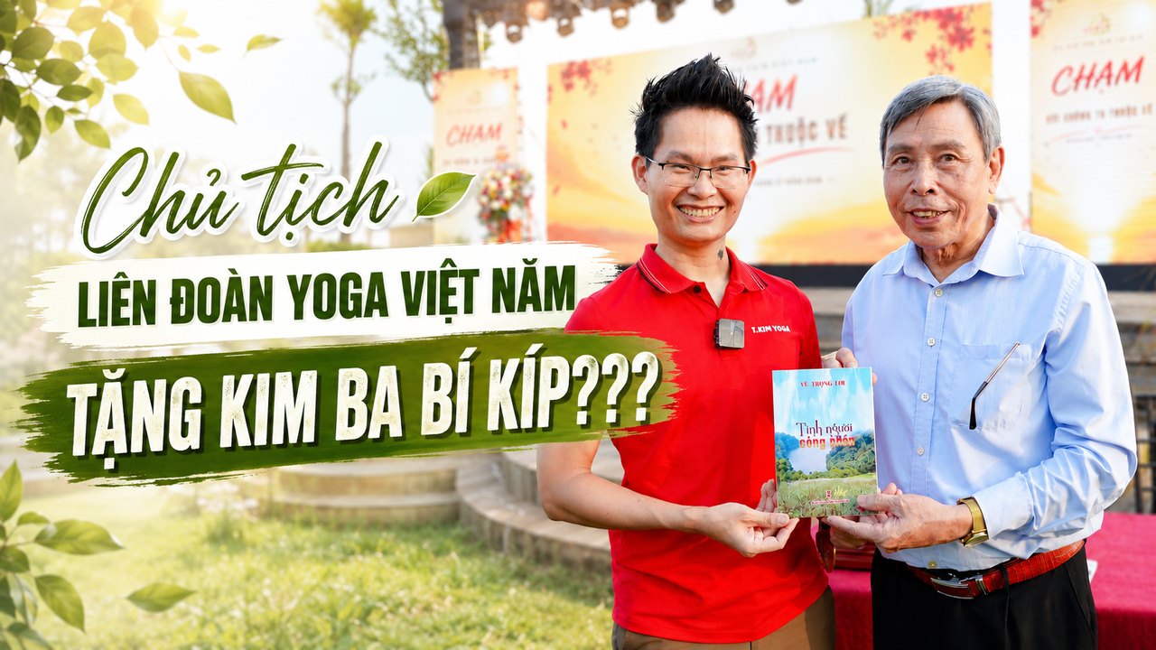 Chủ tịch Liên đoàn Yoga Việt Nam Vũ Trọng Lợi tặng thơ cho Kim Ba Yoga tại đại lễ T.Kim Yoga